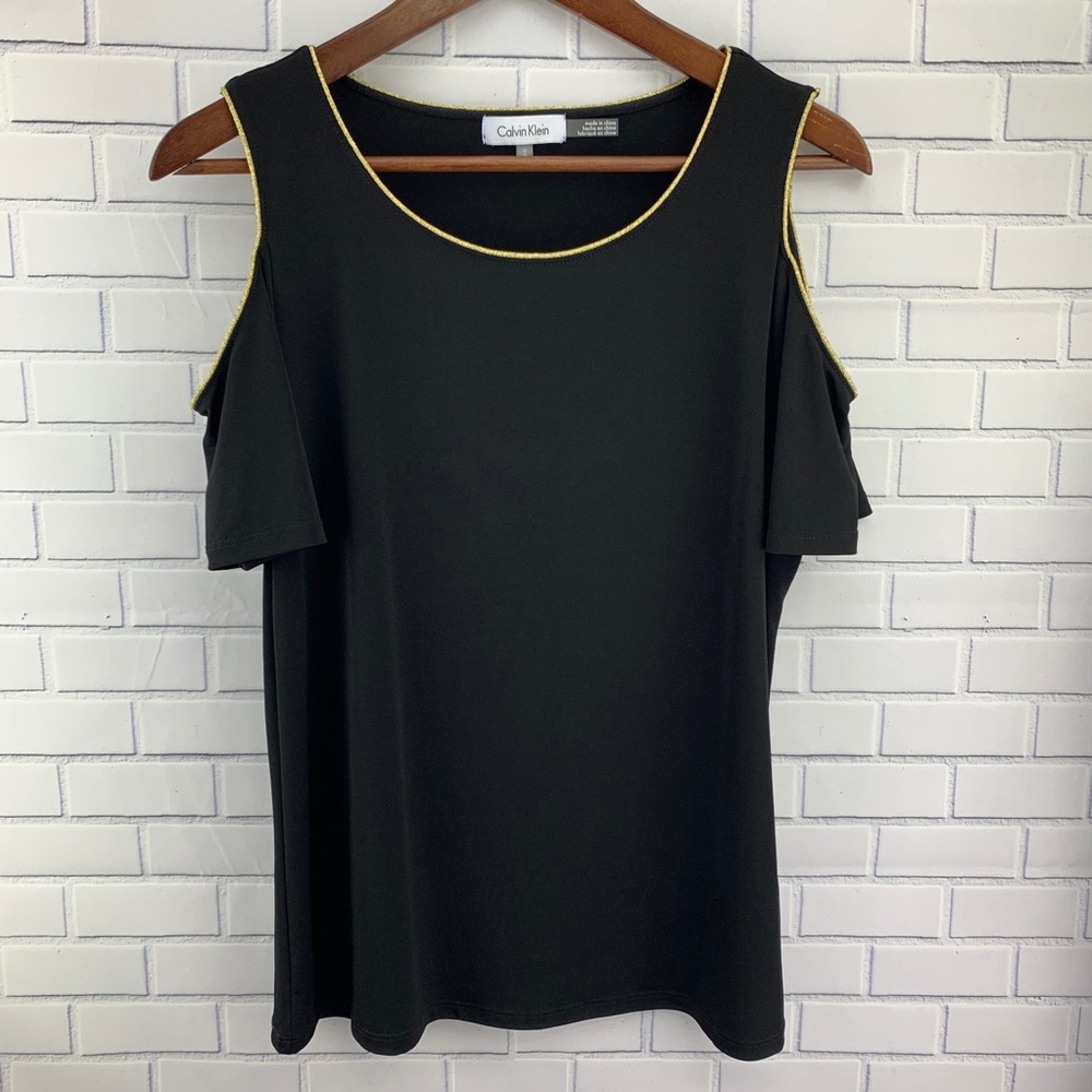 🅱️ Calvin Klein Black Top Cold Shoulder Medium